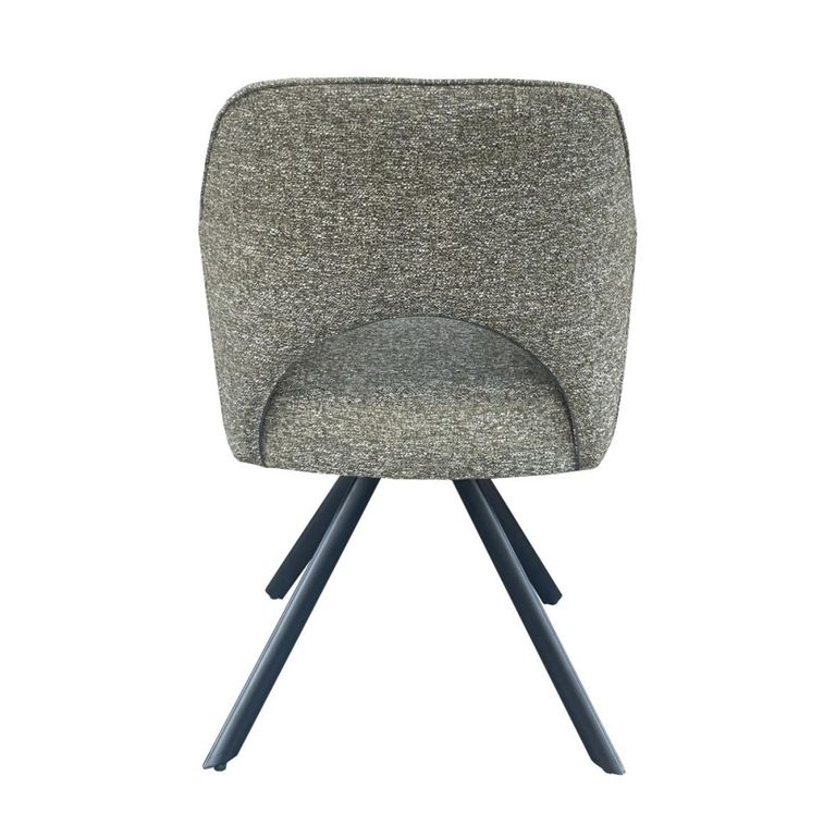 Helen Swivel Dining Armchair - Set of 2 - Black Legs - Turtle - Fabric and Metal