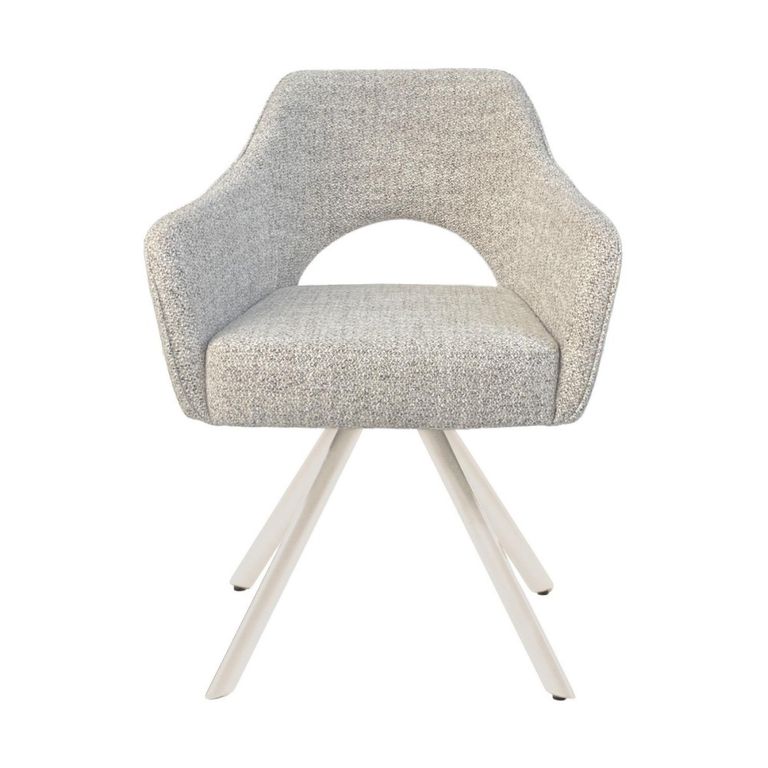 Helen Swivel Dining Armchair - Set of 2 - Natural Legs - Sand - Fabric and Metal