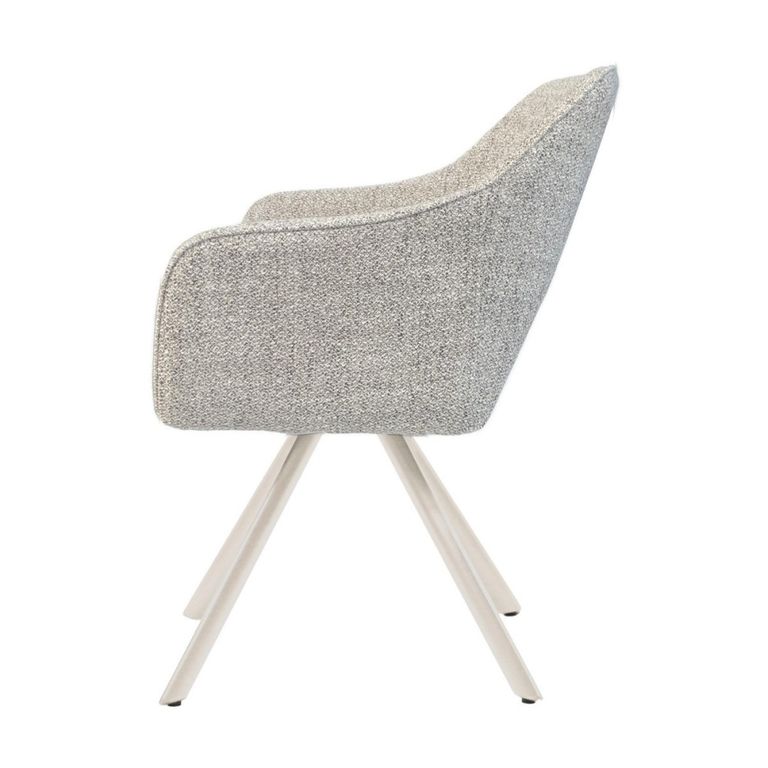 Helen Swivel Dining Armchair - Set of 2 - Natural Legs - Sand - Fabric and Metal