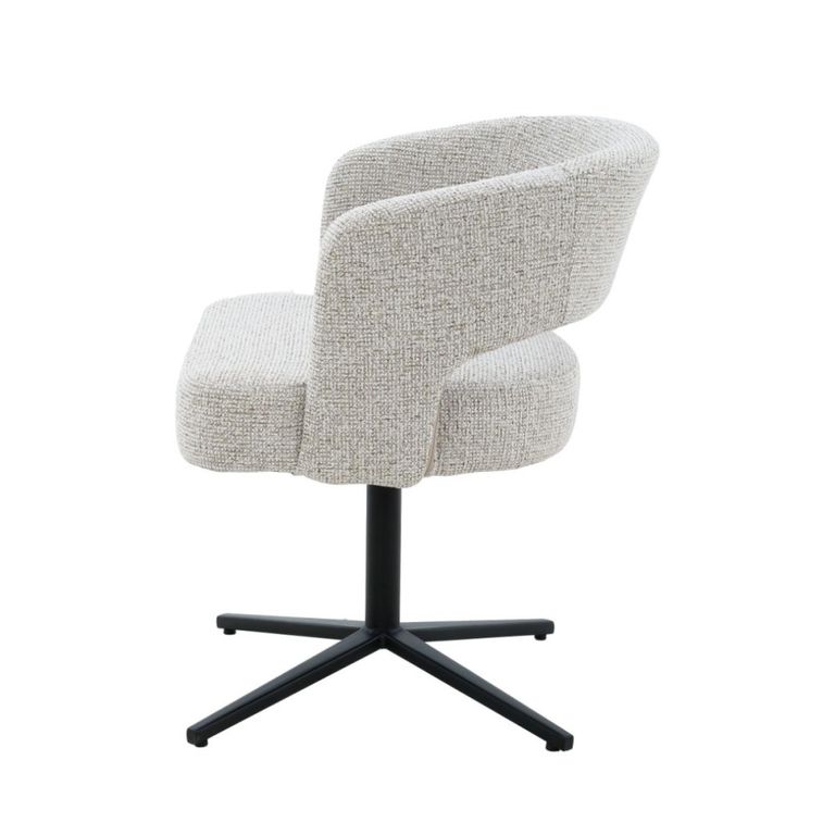 Isabel Swivel Dining Chair - Set of 2 - Curved Back - Beige - Fabric and Metal