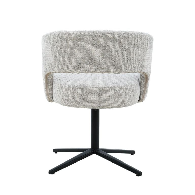 Isabel Swivel Dining Chair - Set of 2 - Curved Back - Beige - Fabric and Metal