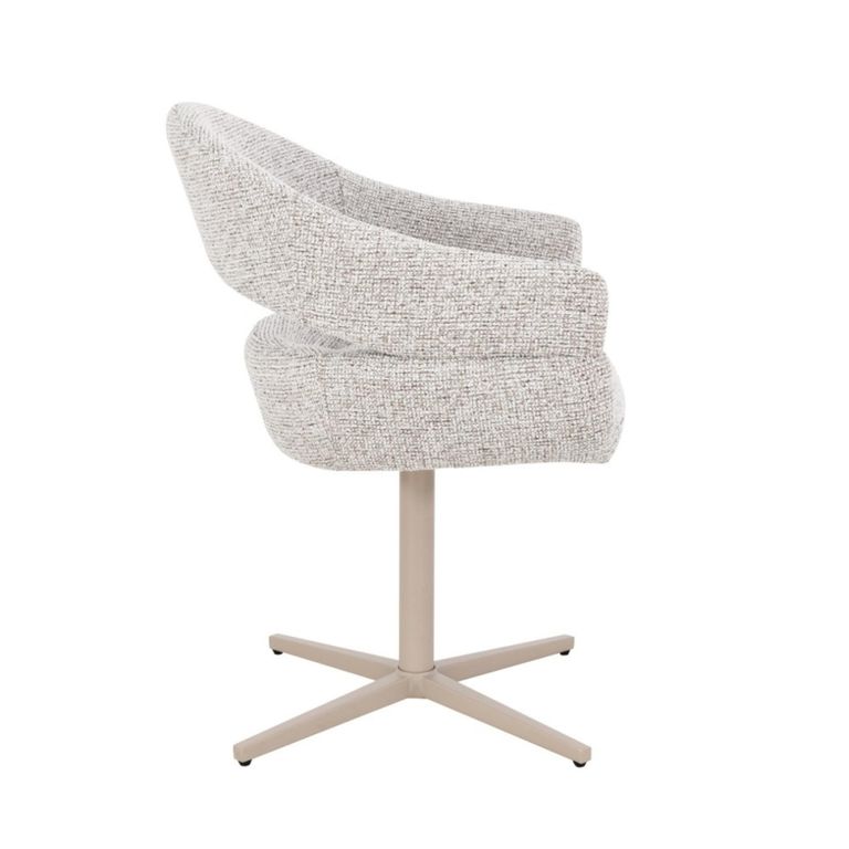 Jade Swivel Dining Armchair - Set of 2 - Curved Back - Beige - Fabric and Metal