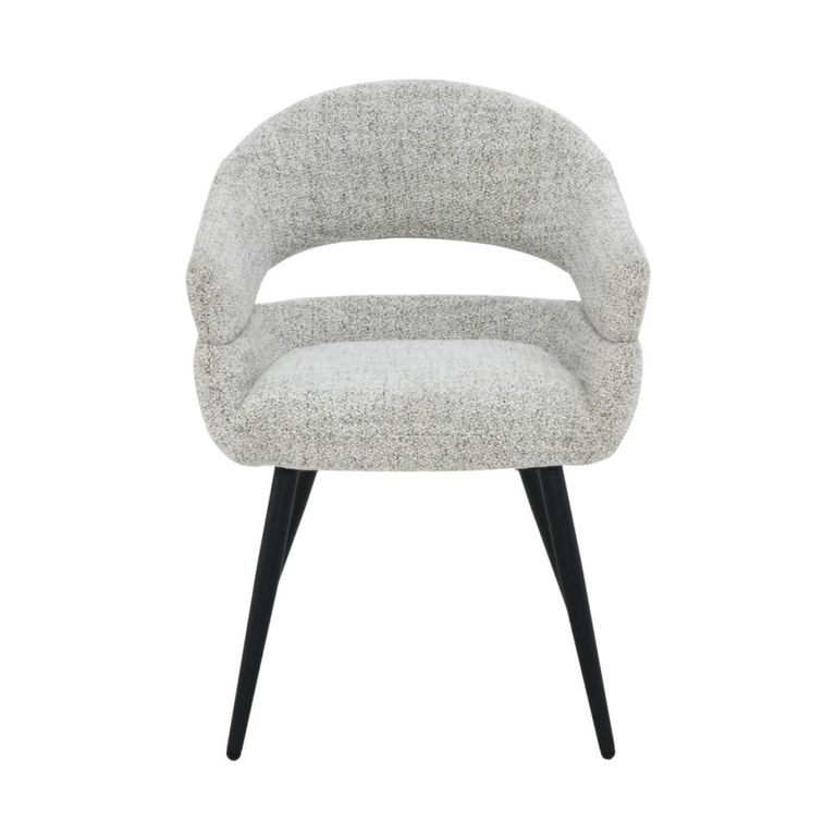 Megan Dining Armchair - Set of 2 - Curved Back - Bisque Oasis - Fabric and Metal