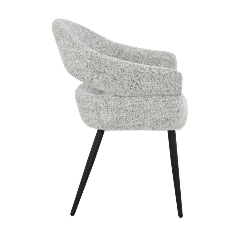 Megan Dining Armchair - Set of 2 - Curved Back - Bisque Oasis - Fabric and Metal