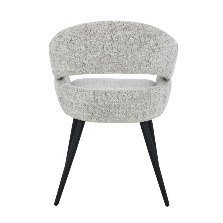 Megan Dining Armchair - Set of 2 - Curved Back - Bisque Oasis - Fabric and Metal