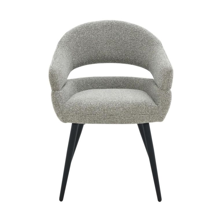 Megan Dining Armchair - Set of 2 - Curved Back - Taupe - Fabric and Metal