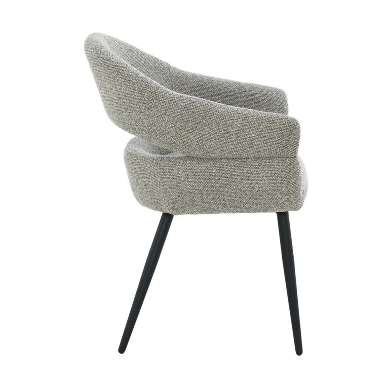 Megan Dining Armchair - Set of 2 - Curved Back - Taupe - Fabric and Metal