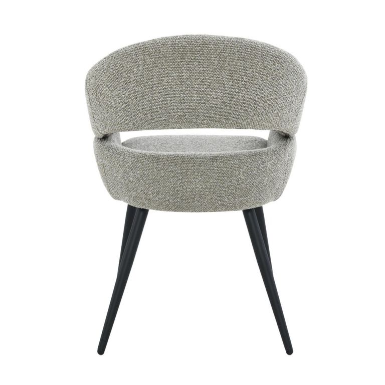 Megan Dining Armchair - Set of 2 - Curved Back - Taupe - Fabric and Metal
