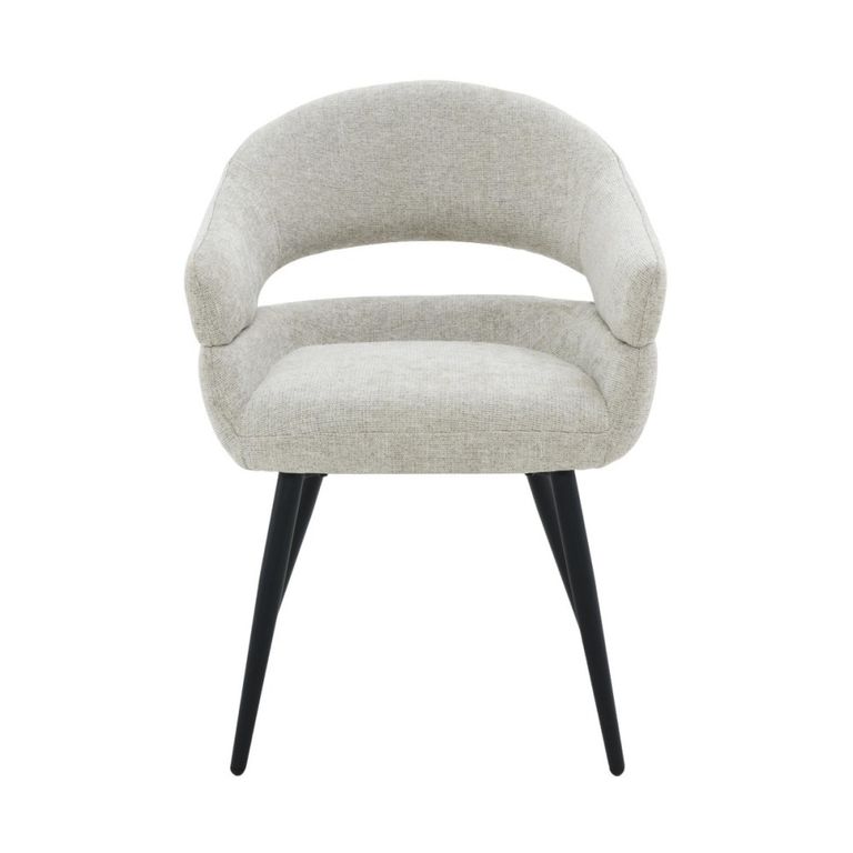 Megan Dining Armchair - Set of 2 - Curved Back - Toffee - Fabric and Metal