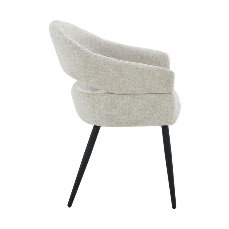 Megan Dining Armchair - Set of 2 - Curved Back - Toffee - Fabric and Metal