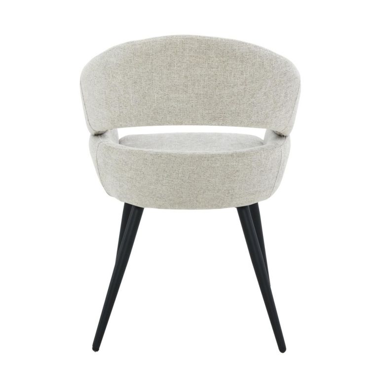 Megan Dining Armchair - Set of 2 - Curved Back - Toffee - Fabric and Metal