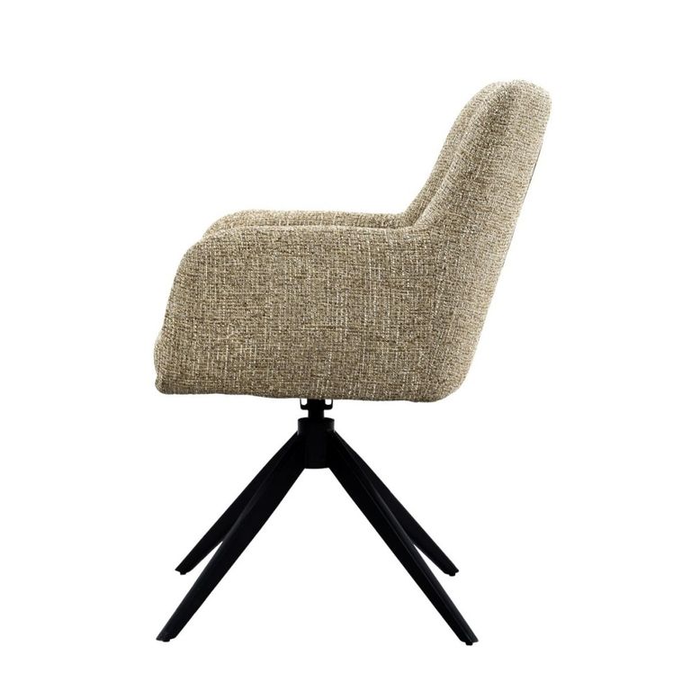 Tara Swivel Dining Armchair - Set of 2 - Beige - Fabric and Metal