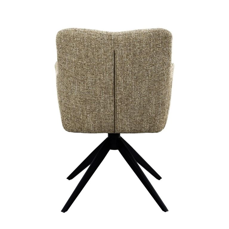 Tara Swivel Dining Armchair - Set of 2 - Beige - Fabric and Metal
