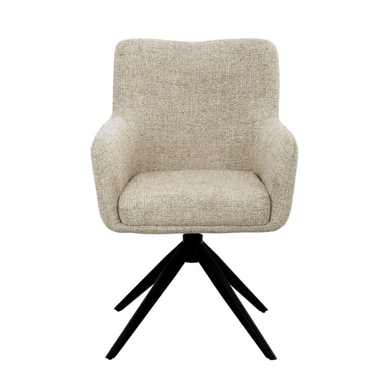 Tara Swivel Dining Armchair - Set of 2 - Sand - Fabric and Metal
