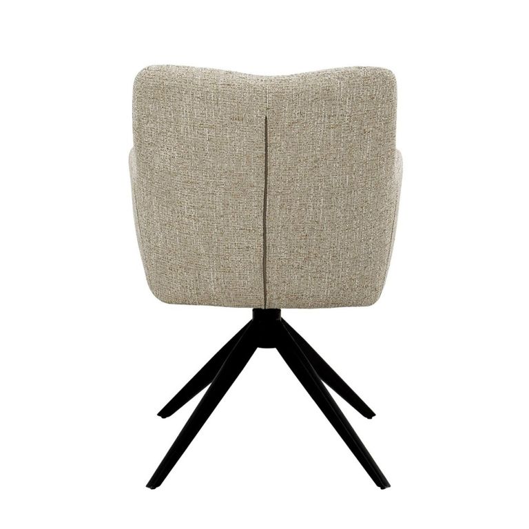 Tara Swivel Dining Armchair - Set of 2 - Sand - Fabric and Metal