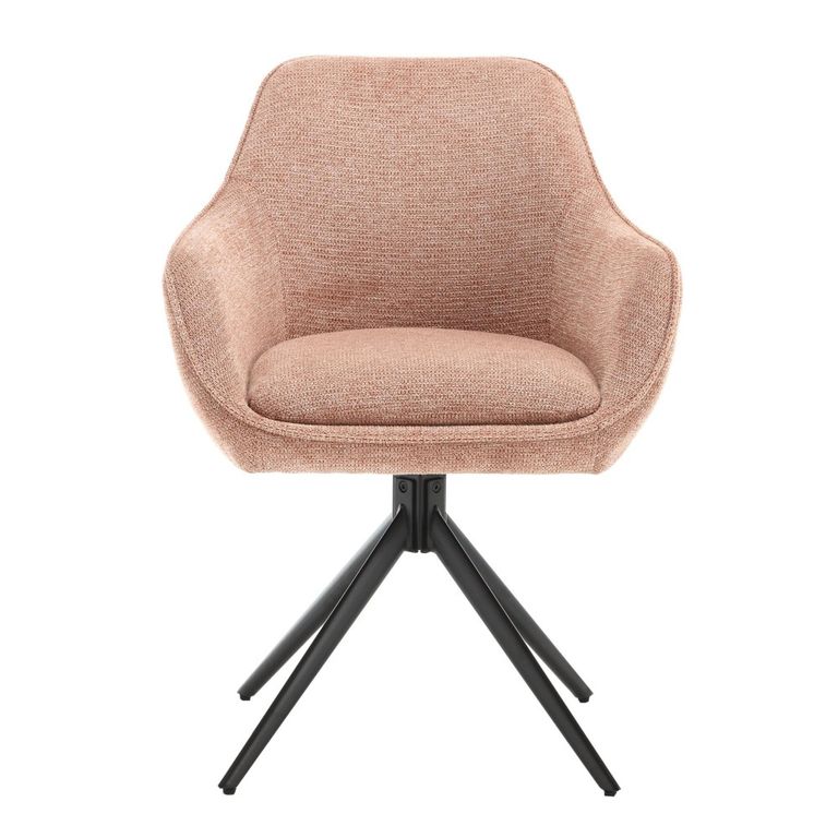Thomas Swivel Dining Armchair - Set of 2 - Brique - Fabric and Metal