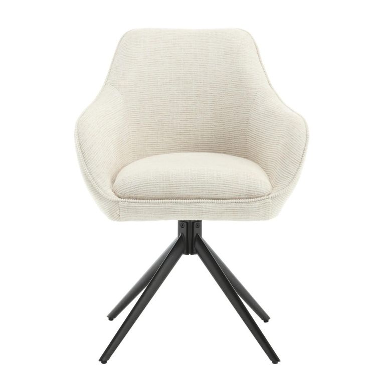 Thomas Swivel Dining Armchair - Set of 2 - Sand - Fabric and Metal