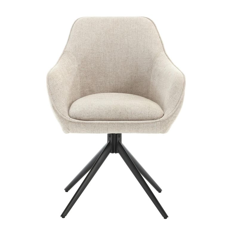 Thomas Swivel Dining Armchair - Set of 2 - Toffee - Fabric and Metal