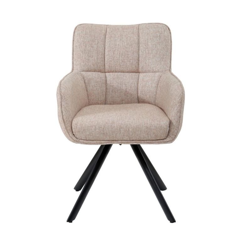 Tori Swivel Dining Armchair - Set of 2 -Black Legs - Salmon - Fabric and Metal