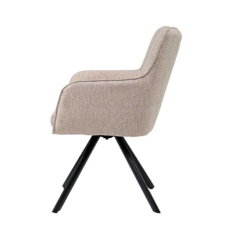 Tori Swivel Dining Armchair - Set of 2 -Black Legs - Salmon - Fabric and Metal