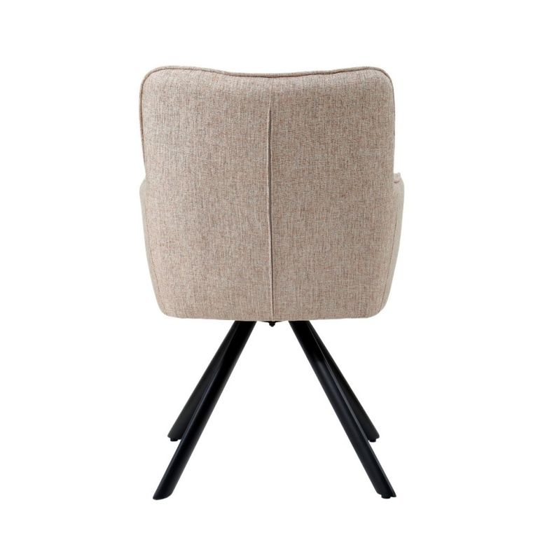 Tori Swivel Dining Armchair - Set of 2 -Black Legs - Salmon - Fabric and Metal