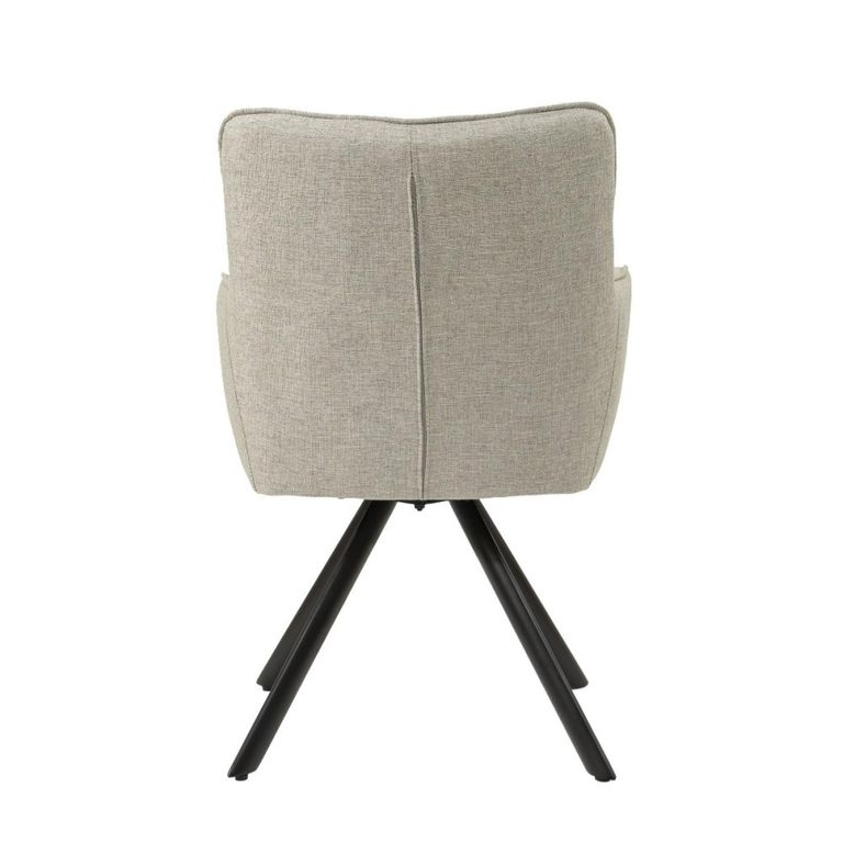 Tori Swivel Dining Armchair - Set of 2 - Black Legs - Sand - Fabric and Metal