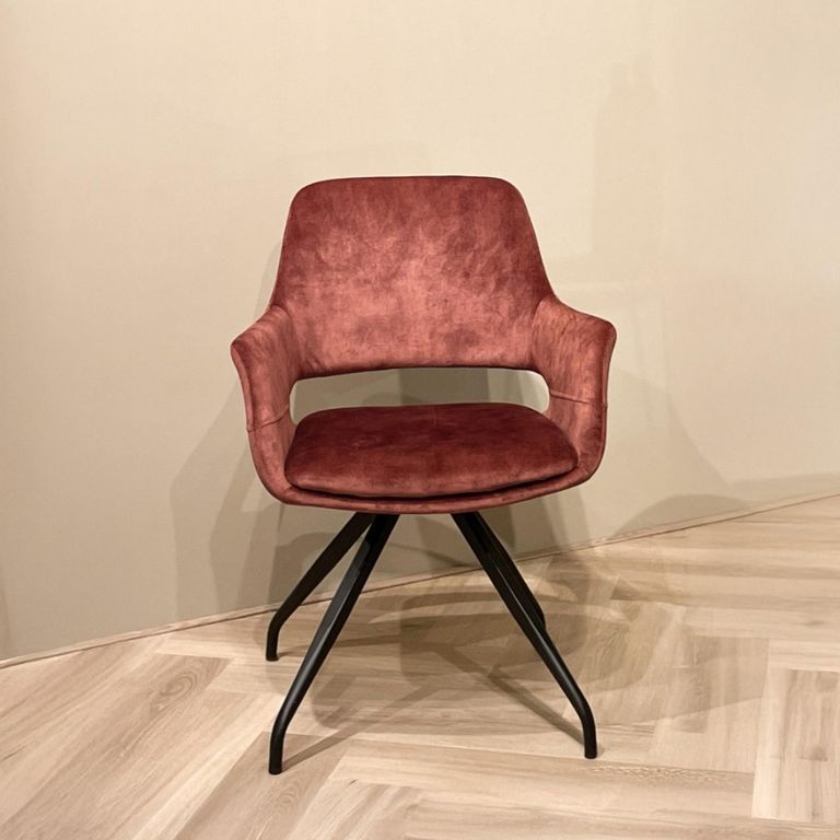 Capp Swivel Dining Armchair - Set of 2 - Rust - Velvet Fabric and Metal