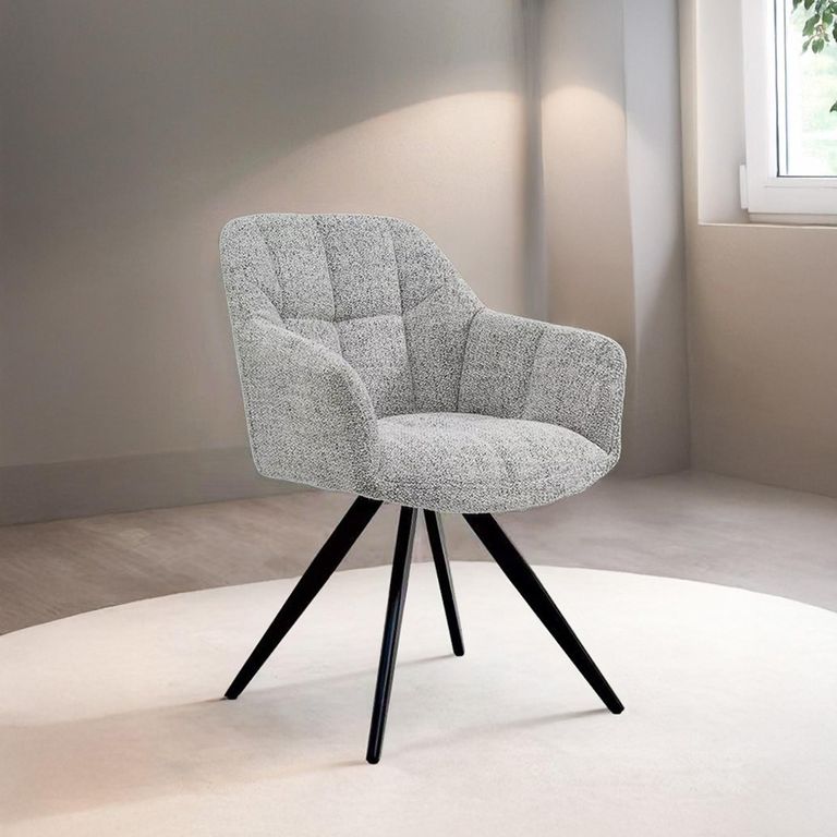Tommy Swivel Dining Armchair - Set of 2 - Bisque Oasis - Fabric and Metal