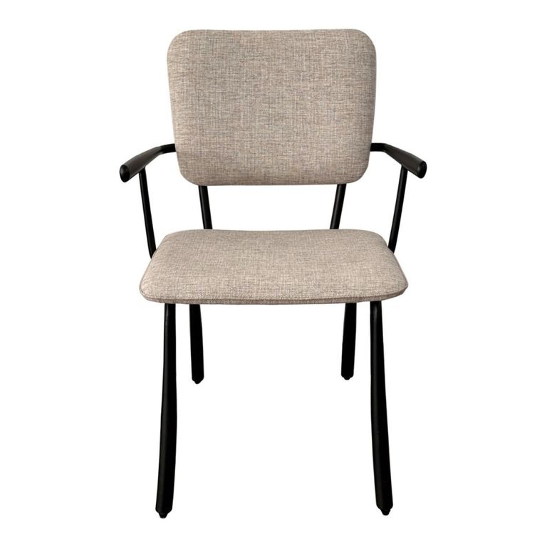 Brix Finn Dining Armchair - Set of 2 - Beige - Fabric and Black Metal
