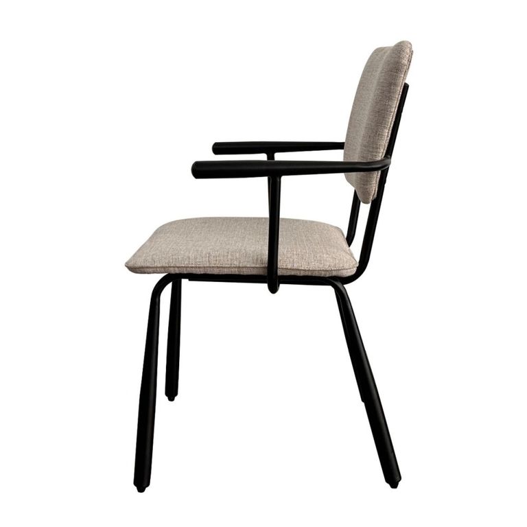 Brix Finn Dining Armchair - Set of 2 - Beige - Fabric and Black Metal