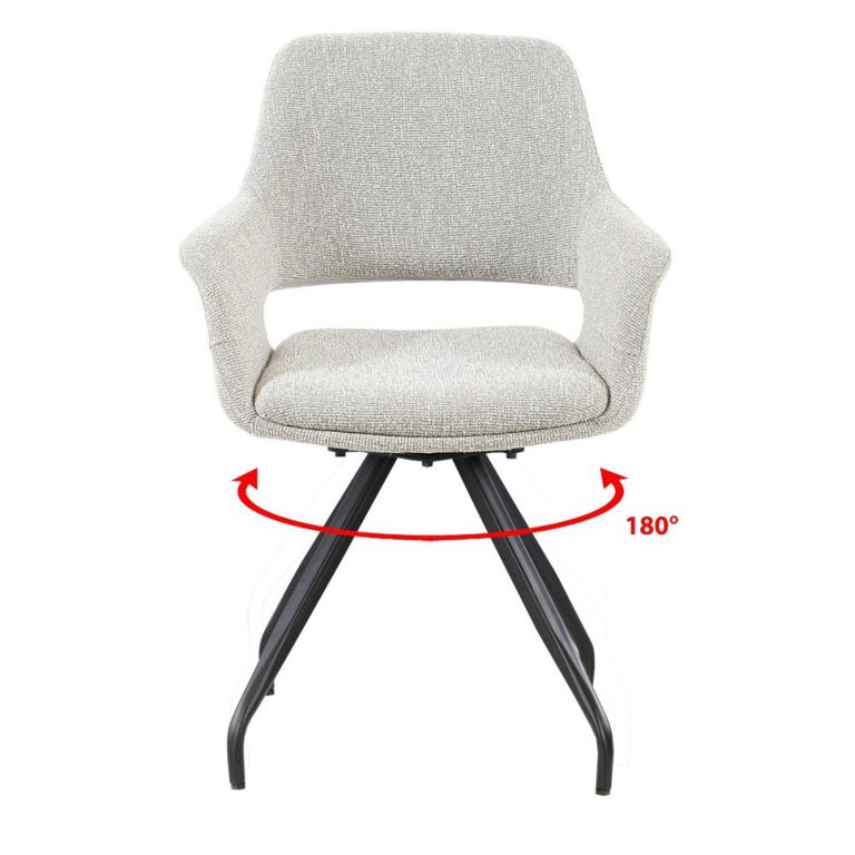 Capp Swivel Dining Armchair - Set of 2 - Beige - Fabric and Metal