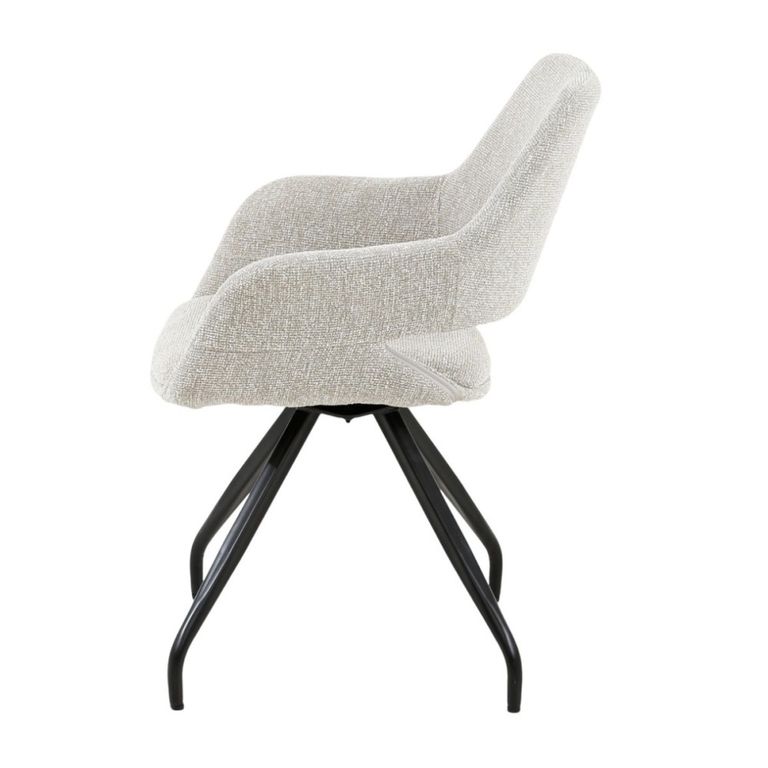 Capp Swivel Dining Armchair - Set of 2 - Beige - Fabric and Metal
