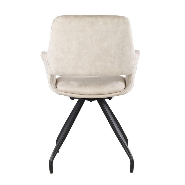 Capp Swivel Dining Armchair - Set of 2 - Beige - Velvet Fabric and Metal