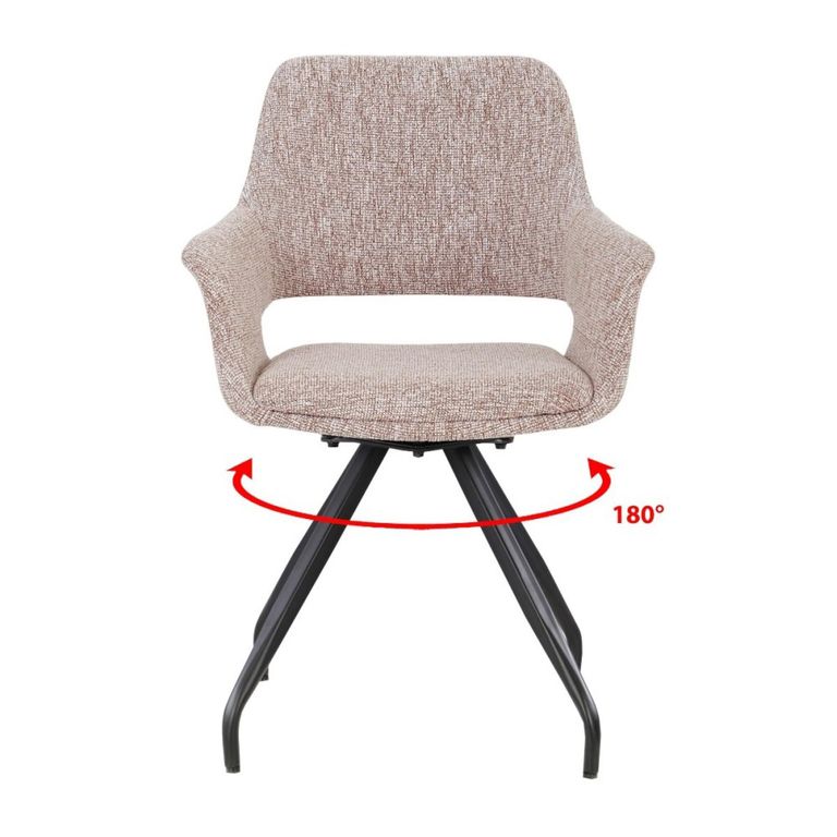 Capp Swivel Dining Armchair - Set of 2 - Blossom - Fabric and Metal