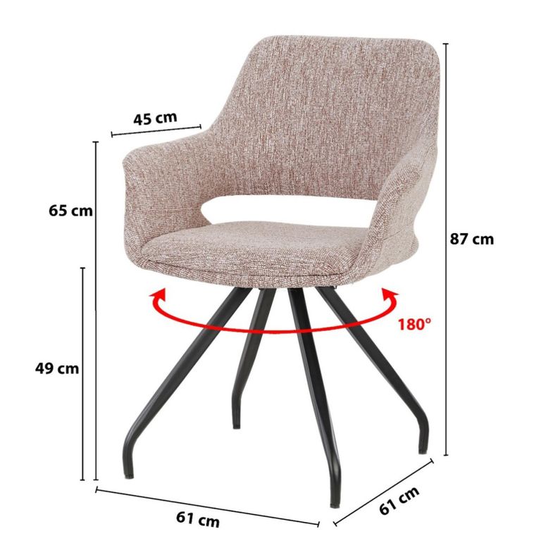 Capp Swivel Dining Armchair - Set of 2 - Blossom - Fabric and Metal