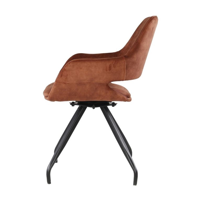 Capp Swivel Dining Armchair - Set of 2 - Rust - Velvet Fabric and Metal