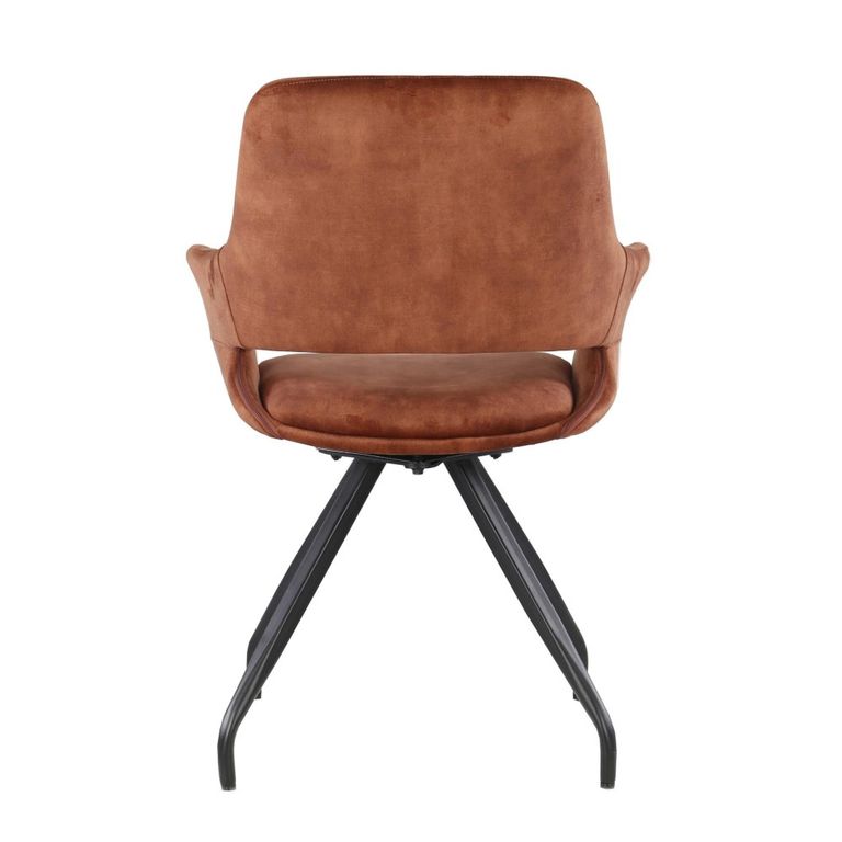 Capp Swivel Dining Armchair - Set of 2 - Rust - Velvet Fabric and Metal