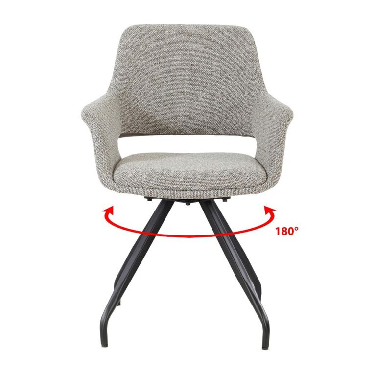 Capp Swivel Dining Armchair - Set of 2 - Taupe - Fabric and Metal