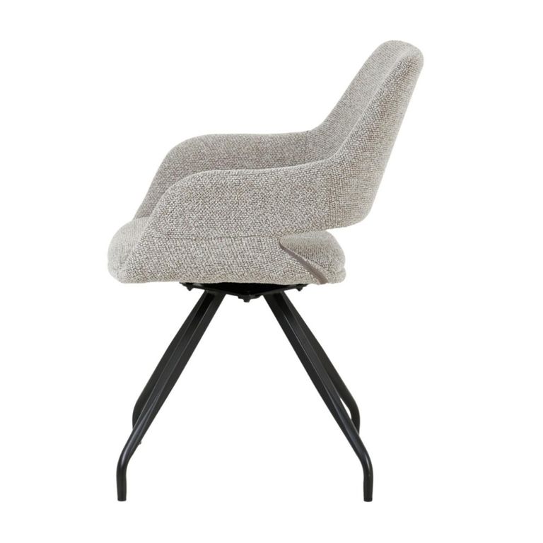 Capp Swivel Dining Armchair - Set of 2 - Taupe - Fabric and Metal
