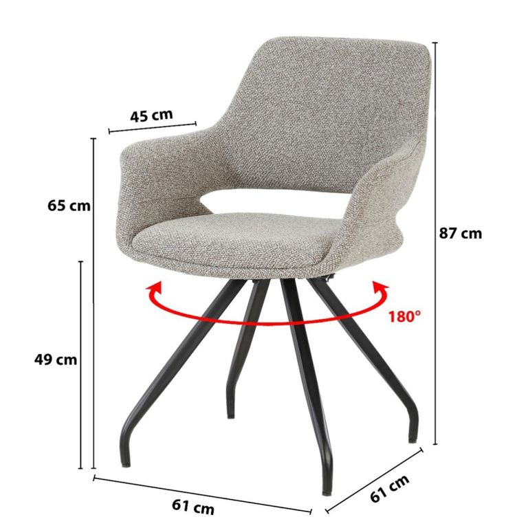 Capp Swivel Dining Armchair - Set of 2 - Taupe - Fabric and Metal
