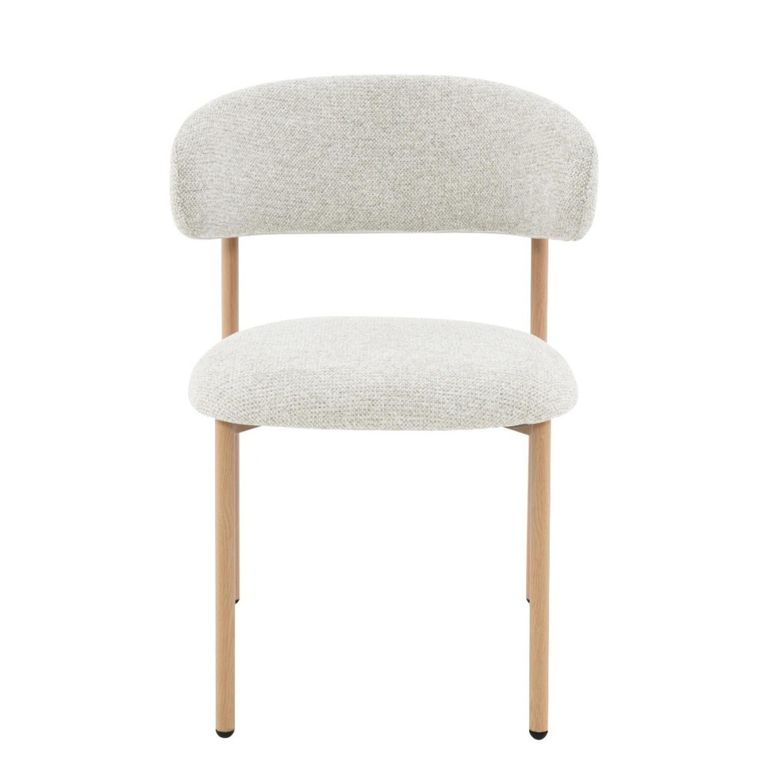 Micah Dining Chair - Set of 2 - Curved Back - Beige - Fabric and Hush Oak