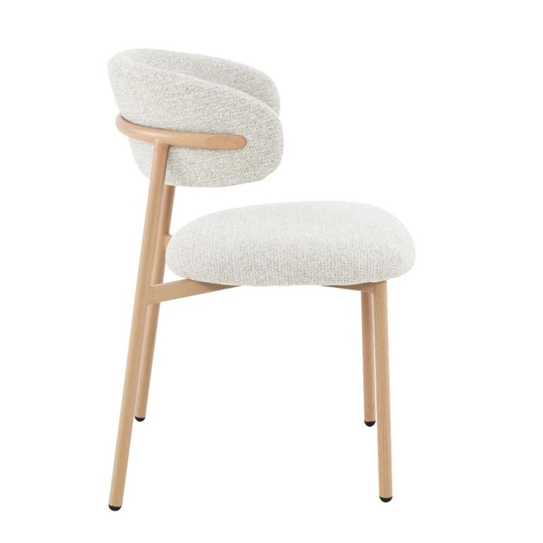 Micah Dining Chair - Set of 2 - Curved Back - Beige - Fabric and Hush Oak