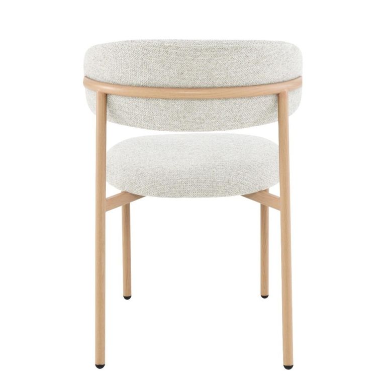 Micah Dining Chair - Set of 2 - Curved Back - Beige - Fabric and Hush Oak
