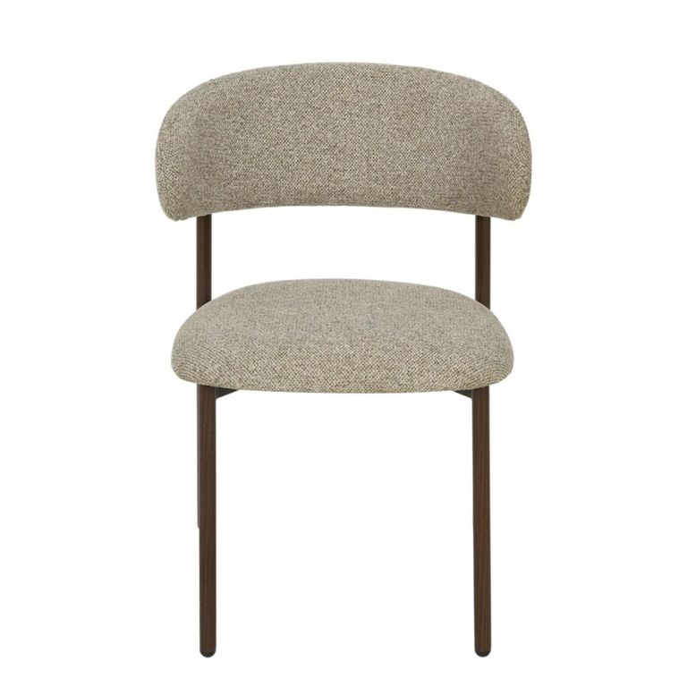 Micah Dining Chair - Set of 2 - Curved Back - Beige - Fabric and Hush Walnut