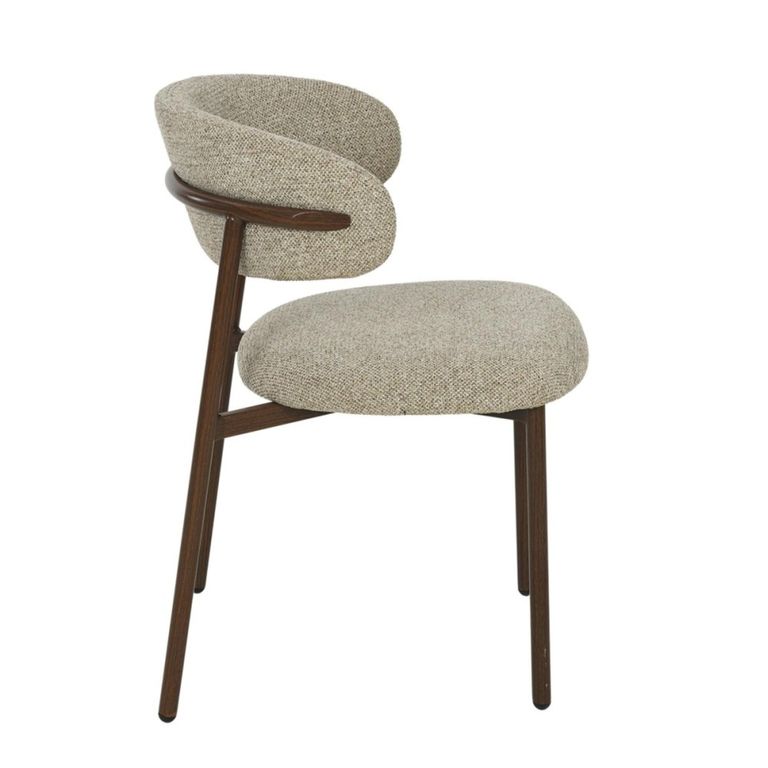 Micah Dining Chair - Set of 2 - Curved Back - Beige - Fabric and Hush Walnut