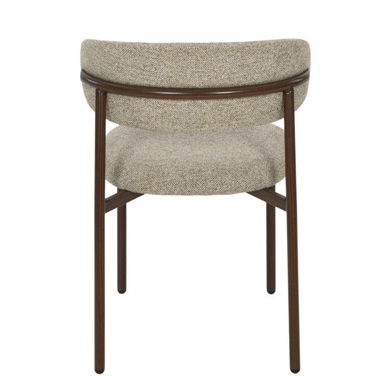 Micah Dining Chair - Set of 2 - Curved Back - Beige - Fabric and Hush Walnut