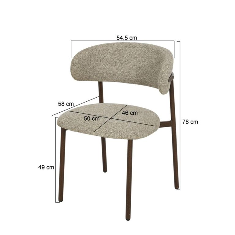 Micah Dining Chair - Set of 2 - Curved Back - Beige - Fabric and Hush Walnut