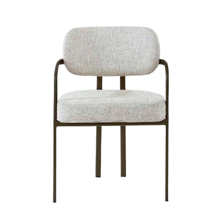 Milan Dining Armchair - Set of 2 - Beige - Fabric and Metal