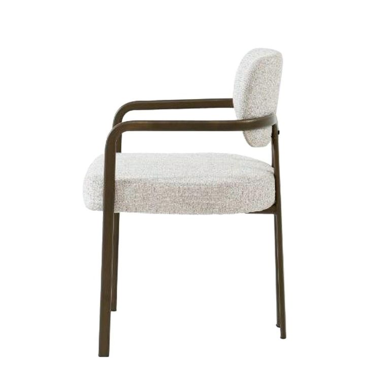 Milan Dining Armchair - Set of 2 - Beige - Fabric and Metal