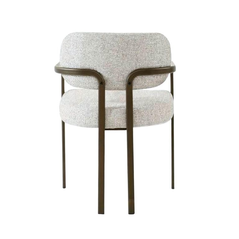 Milan Dining Armchair - Set of 2 - Beige - Fabric and Metal